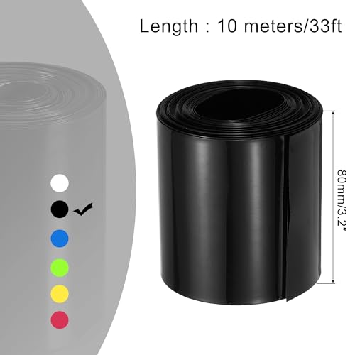 MECCANIXITY Battery Wrap PVC Heat Shrink Tubing 50mm Dia 80mm Flat 33 Feet(10meters) Black Good Insulation for Battery Pack - color: Black, size: 50mmx80mmx10m