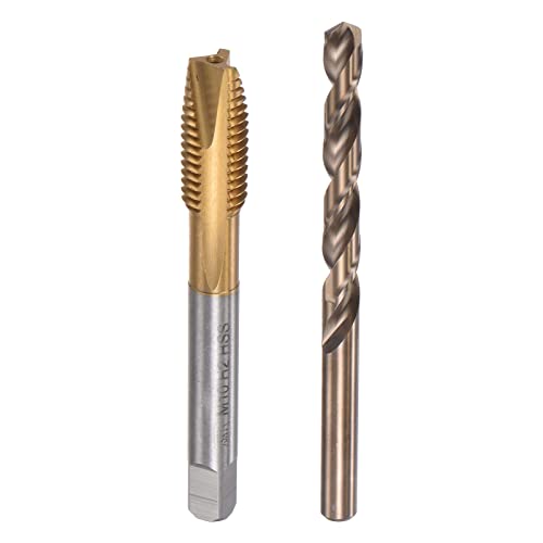 uxcell M10 x 1.5 Spiral Point Thread Tap and 8.5mm Drill Bit Set, Metric Titanium Plated Cobalt High Speed Steel Machine Screw Thread Tap Threading Tool - size: M10 x 1.5 + 8.5mm