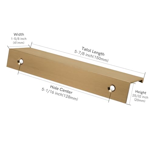 Rergy 10 Pack 5" Cabinet Pulls Champagne Bronze Finger Pulls for Cabinets - color: Champion Bronze, size: Hole Center: 5in(128mm)