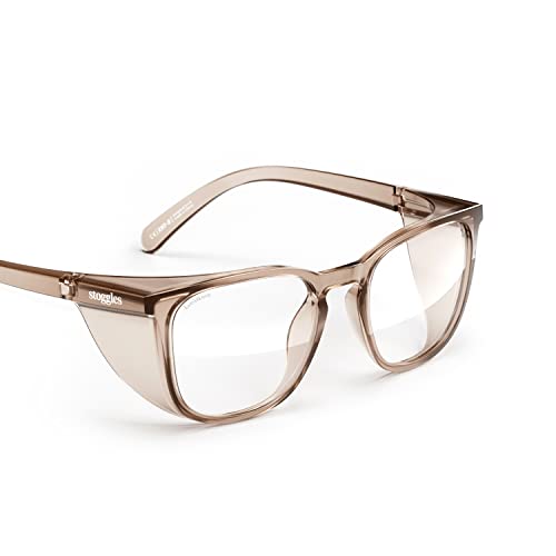 Stoggles Square Z87.1 Certified Polycarbonate Safety Glasses, Anti-Fog - color: Cold Brew, size: Medium