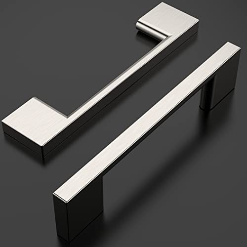Amerdeco 10 Pack Brushed Satin Nickel Cabinet Pulls 3-3/4 Inch(96MM) Hole Centers Kitchen Cabinet Handles Cabinet Hardware Kitchen Handles for Cabinets Cupboard Handles Drawer Pulls ZH0060 - color: Brushed Satin Nickel, size: 3-3/4"/96MM Hole Center, styl