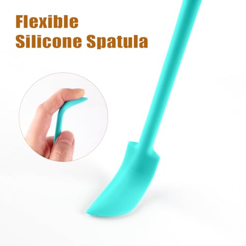 Silicone Spatula Set 6Pcs, Mini Jar Scraper for Makeup & Food - color: Blue