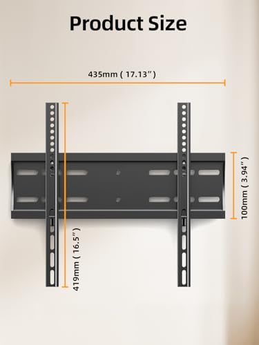 IWORKBOARD 43 50 55 inch Fixed Low Profile TV Wall Mount for 24-65 inch LED/LCD & Flat/Curved TVs, Universal Wall Mount Bracket with Safe Lock, Max VESA 400x400mm, up to 99Lbs & 16 '' Stud (Pack of 2) - size: For 24" to 65" TVs, 16" Studs (Pack of 2)