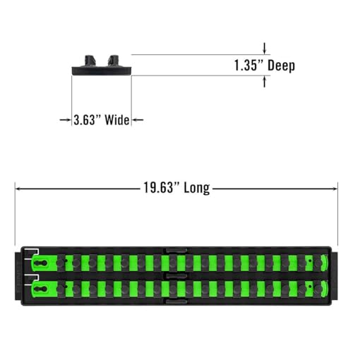 Ernst Manufacturing 8487 Socket Boss, 2 18-Inch Rails featuring Twist-Lock Secure Socket Holder and Drawer Tray, Fits 1/2 Inch Drive Sockets, Green - Made in USA - color: Green, size: 1/2", style: 19-INCH