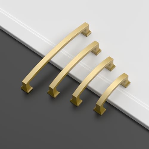 Amerdeco 10 Pack Brushed Gold Cabinet Pulls 4" - color: Brushed Gold, size: 4" hole center