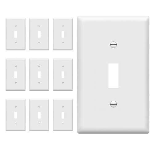 ENERLITES Light Switch Cover Plate, Toggle Wall Plate Cover, Size 1-Gang 4.50" x 2.76", Unbreakable Polycarbonate Thermoplastic, 8811-W-10PCS, White (10 Pack) - color: White, size: 10 Pack