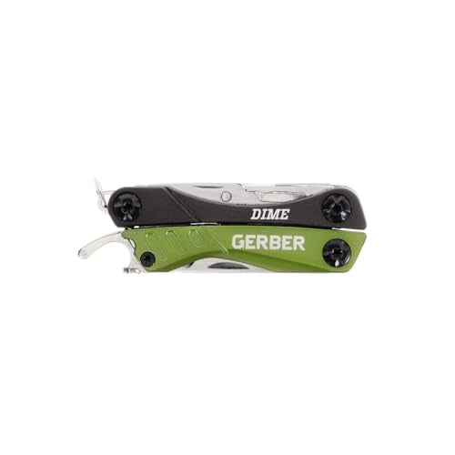 Gerber Dime 12-in-1 Mini Multitool Pliers, Pocket Knife,Bottle Opener,Green - color: Green, size: Single
