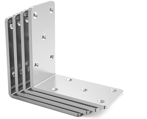 5" X 5" X 2.5" Heavy Duty L Brackets for Wood (4 PCS), L-Shaped Corner Brackets for Shelving and Furniture , Silver - size: 5x5x2.5” ( 4 Pack)