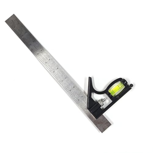12-Inch Combination Square, Multi-Function Tool with Stainless Steel Blade and Bubble Level, Precision Marking for 45/90 Degrees, Ideal for Carpenters and Woodworking