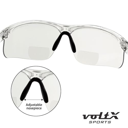 voltX ULTIMATE SPORTS Clear Bifocal Reading Safety Glasses +2.0 Dioptre - color: Clear Frame/Clear Lens, size: +2.0 Dioptre