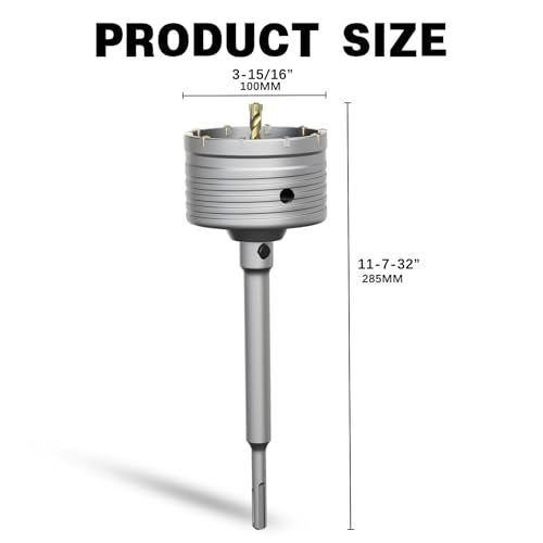 4-5/16" Concrete Hole Saw,110mm Masonry Hole Saw, with 220mm SDS Plus Shank Connecting Rod for Concrete Brick Cement Stone Wall Drilling Home Improvement - size: （4-5/16" 110mm）
