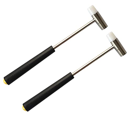 Dual Head Small Hammer, 7 Inches, Plastic Head and Metal Head, Black Plastic Grip, Double face Jewelry Mallet, Mini Hammer for Watch, Tuning, Woodworking, Toys, DIY, Leather, Instruments - style: 18CM -BLACK HANDLE-2PACKS