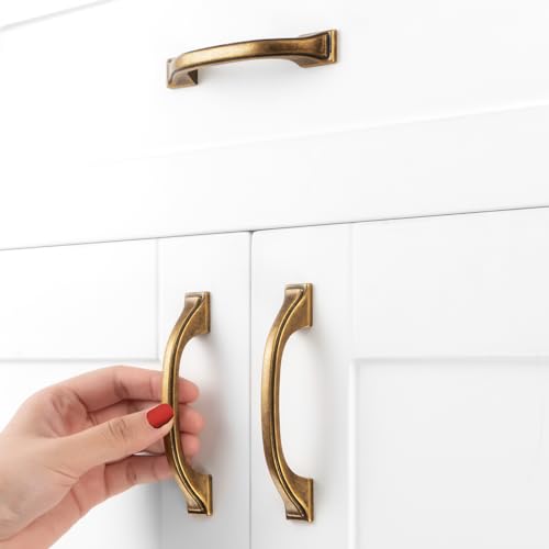 30 Pack Antique Brass Cabinet Pulls 3 Inch Brass Drawer Pulls 8222 - color: Antique Brass, size: 3 Inches, style: 30 Pack Arch Pull