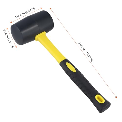 HOZEON 2 PCS 24oz Rubber Mallet Hammer, Durable Rubber Hammer with Non-Slip Handle for Tent Stakes, Woodworking, Flooring Installation and Camping
