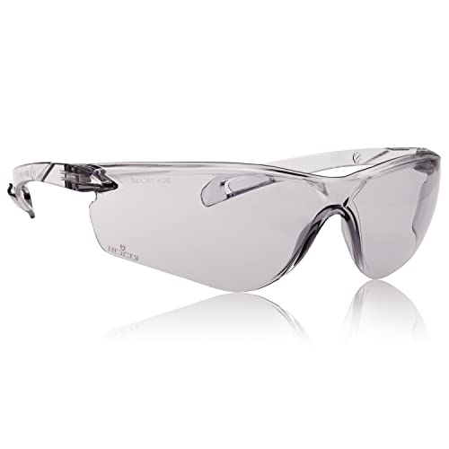NoCry Lightweight Tinted Safety Glasses with UV 400 Protection, Anti Fog and Anti Scratch Coating and Grey Wrap Around Lenses; ANSI Z87.1 Certified - color: Tinted