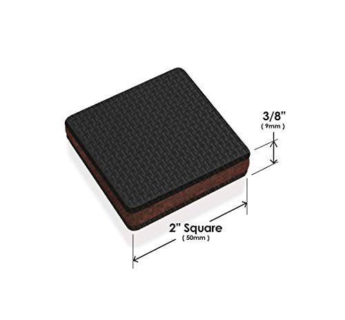 Slipstick GorillaPads CB142 Non-Slip Furniture Pads/Grippers (Set of 8) Furniture Leg Floor Protectors, 2 Inch Square, Black - size: 2" Square