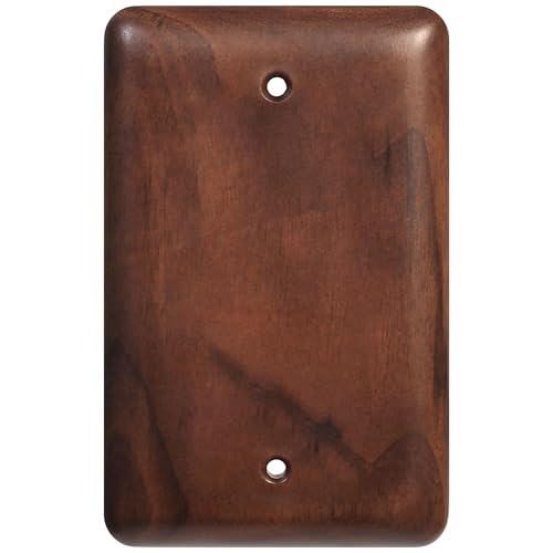 Gloss Finish Blank Wall Plate Solid Wood 1-Gang Cover Plate in Premium North American Walnut - color: Walnut wood, size: Blank Wall Plate