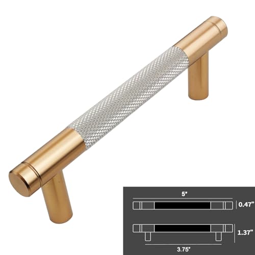 12 Pack 3 3/4 Inch 96 mm Bronze and Nickel Knurled Cabinet Handles Cabinet Pulls Aluminum Handles Pulls Oxidation Finish with Diamond Pattern 5" Length pulls (Classic-12, 3 3/4 Inch) - color: Bronze and Nickel Knurled, size: 3 3/4 Inch