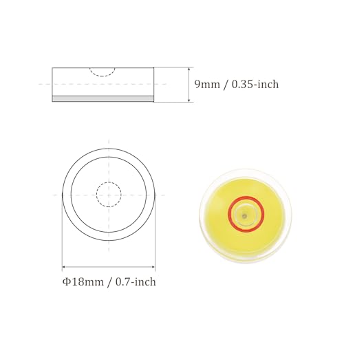 5pcs Small Circular Bubble Spirit Levels - [18mm Diameter 9mm Thickness] Mini Round RV Level Leveling Tools for Travel Trailer Turntable Camera, Yellow - color: Yellow, size: 18mm x 9mm