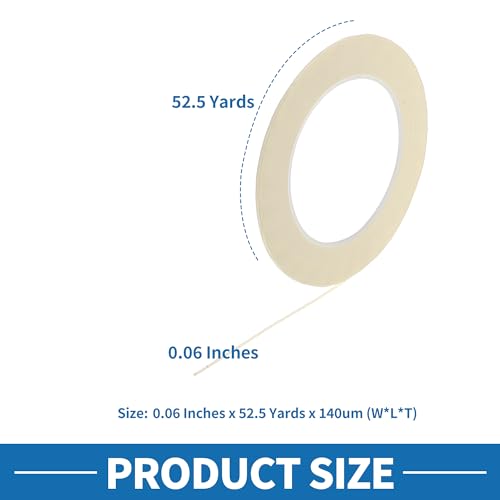 Painters Tape Easy Removal Fine Width 1.5mm Tape 0.06 Inches x 52.5 Yards White - color: White, size: 0.06 Inches x 52.5 Yards