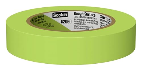 Scotch Rough Surface Painter's Tape 2060-24AR-BK, 0.94 in x 60.1 yd (24mm x 55m), Green, 36 Rolls, Contractor Pack, Clean Removal, No Residue, Textured & Hard-to-Stick Surfaces - size: 36 Pack
