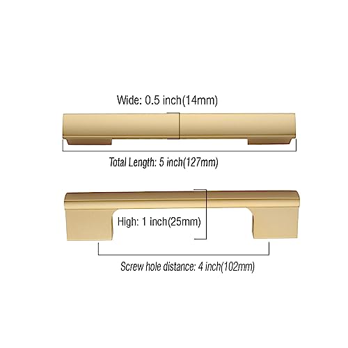 Asidrama 10 Pack 4 Inch(102mm) Brushed Gold Kitchen Cabinet Handles Cabinet Pulls Gold Kitchen Cabinet Hardware for Cupboard Drawer - color: Gold, size: 4" Hole Center(102mm)