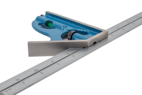 PEC Tools 3-Piece Combination Square Set, 24 Inch Machinist Blade (4R), Cast Iron Heads, Center Finder, Square Head with Level Vial and Scribe Tool, Made in USA - size: 24"