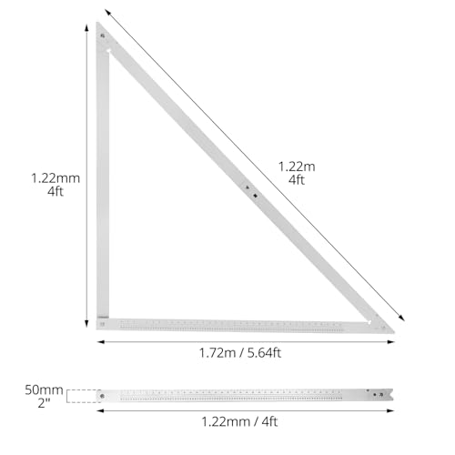 QWORK Combination Square, 48" Folding Aluminum Angle Ruler Precision Carpenter Tool for Framing, Woodworking