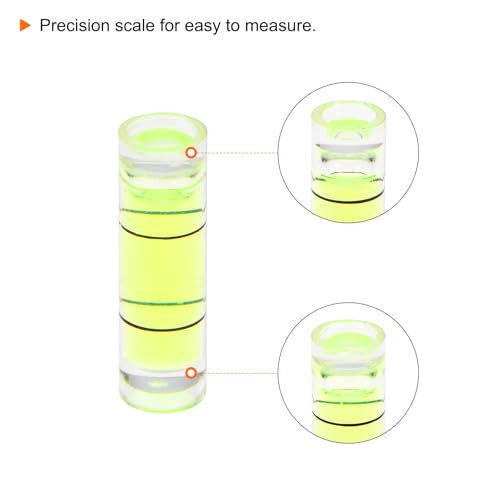 HARFINGTON 6pcs Small Cylindrical Bubble Level Vials 6x20mm PMMA Mini Horizontal Bubble Spirit Level Measuring Layout Tools for RV TV Picture Frame Hanging Tool Leveler - size: 6x20mm