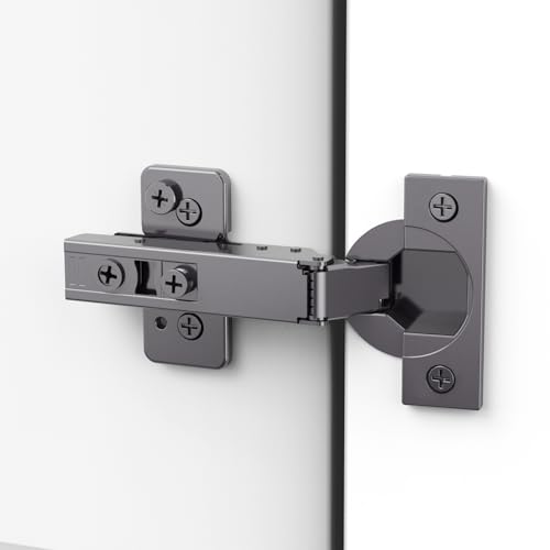Chibery 10 Pack Frameless Full Overlay Soft Close Concealed Hinges, Black Titanium Plated, Self Closing, 105° Open Angle 3D Adjustment, Stop 85 ＆ 105 Degrees, Clip On, Stainless Steel for Cabinet Door - size: Full Overlay