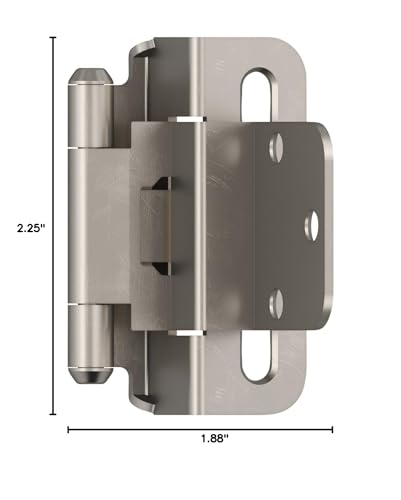 Amerock 1 Pair 3/8" Inset Satin Nickel Self-Closing Wrap Hinge - color: Satin Nickel, size: 3/8 Inch (10 mm) Inset