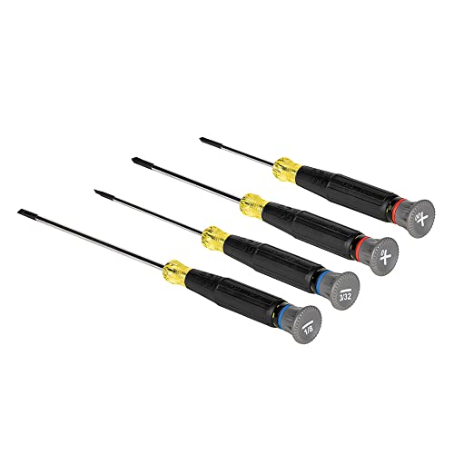 Klein Tools 85615 Mini Precision Screwdriver Set, 4-Piece Phillips and Slotted Set, Ideal for Electronics, Small Appliances, Terminal Blocks - style: 4-Piece Fixed Blade