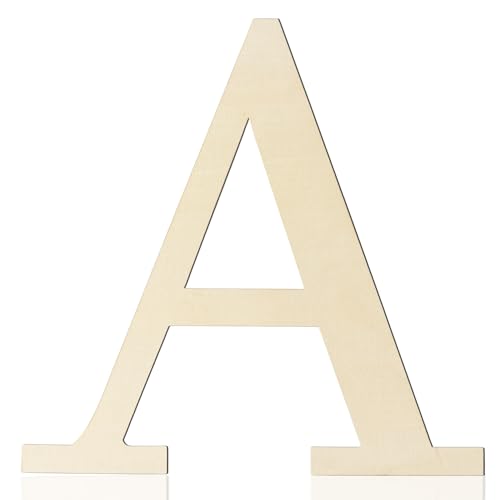 12 Inch Large Wooden Letters A for Wall Decor Unfinished Wood Letter Cutout | Paintable Alphabet Letter for DIY Wood Crafts Project 1/5 Inch Thick Cutouts Birthday Wedding Party Home Name Sign Decoration - color: A