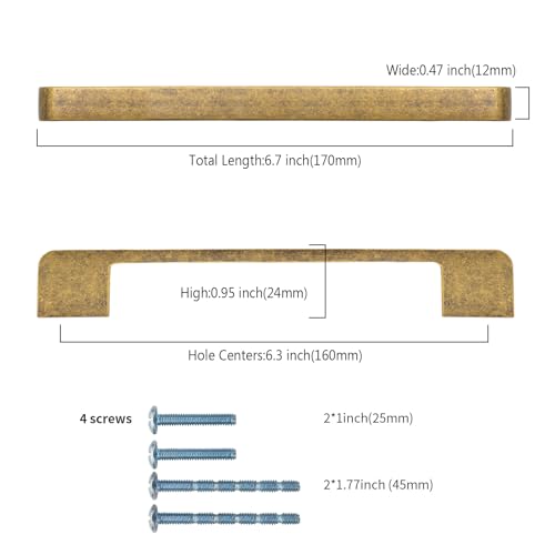2328 10 Pack 6.3 Inch(160mm) Kitchen Cabinet Handles Antique Brass Cabinet Pulls Kitchen Cabinet Hardware Drawer Pulls for Cupboard Wardrobe - color: Antique Brass, size: 6.3"/160MM Hole Center