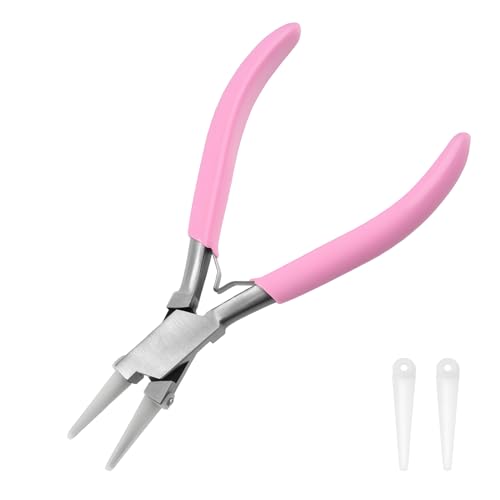 Round Nose Nylon Jaw Pliers for Jewelry Making, Mini Tapered Protective Soft Jaws, Includes Replacement Tips, Round Needle Nose Pliers for Beading, Looping, Shaping Wire, and DIY Crafts - style: Round Nose Nylon Jaws Pliers