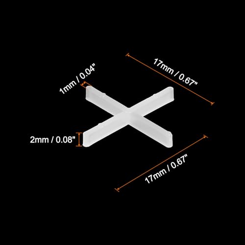 uxcell 1600Pcs Tile Spacers, 1mm 1/32" Cross Shape Wall Floor Tile Spacer Tiling Tools for Ceramic Tile Installation, White - size: 1mm