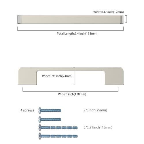 10 Pack 5 Inch Brushed Satin Nickel Cabinet Pulls，Kitchen Handles - color: Brushed Satin Nickel, size: 5"/128MM Hole Center