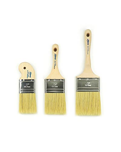 Zibra 3-Piece Top Coat Paint Brush Set with Flat Paint Brushes for Top Coating, Flat Surfaces, and Walls, 3 Sizes - style: Top Coating and Flat Surfaces