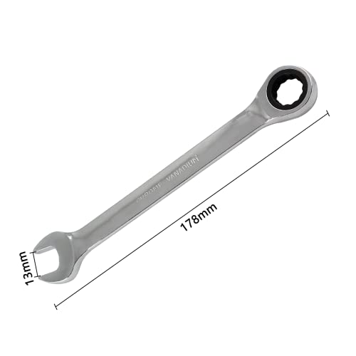 2 Pcs 13mm Ratchet Combination Wrench, Metric 72-Tooth - size: 13 mm