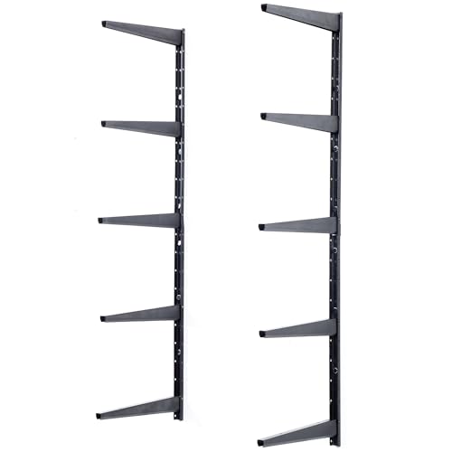 Delta Minimalistic Black Shelf Brackets Cycle, Set of 10 Fully Adjustable 12-inch Heavy Duty Shelf Brackets, Holds Up to 480 lbs, Modern Shelf Bracket for Wood Shelves - style: 12" Black 5-Tier Heavy Duty Rack