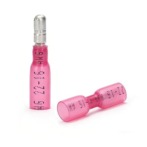 200PCS Heat Shrink Bullet Connectors, Bullet Terminals, Female and Male Crimp Connectors for Watercraft, Electronics, Automotive AWG22-18-Pink - color: Pink AWG22-18