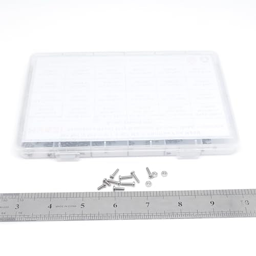 1080PCS M1-M2.5 304 SS Phillips Pan Head Tiny Machine Screws Nuts Kit | M1 M1.2 M1.4 M1.6 M2 M2.5 Stainless Steel Cross Drive Micro Screws Nuts for Precision Electronics, Instruments, DIY w/ Box - size: M1/M1.2/M1.4/M1.6/M2/M2.5