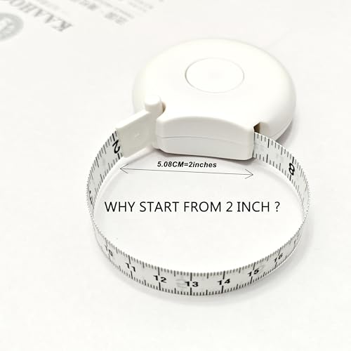 Body Tape Measure 80inch/205cm,Retractable Body Measuring Tape,Double-Scale Circumference Soft Measuring Tape with Lock Button for Weight Loss Sewing Tailor Craft & Medical Body Measurements (White) - color: White