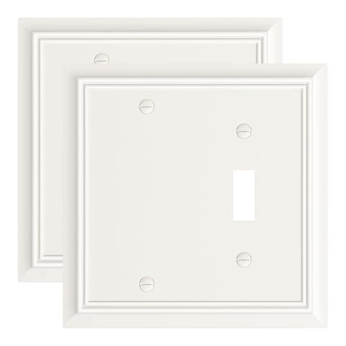2-Pack Natural Bamboo Fiber Combo Blank/Toggle Light Switch Cover Plate - color: Light Almond, size: 1 Blank/1 Toggle 2PK
