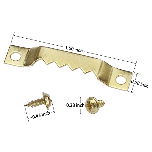 Sawtooth Picture Hangers, 100 pcs Small Picture Hanging Hook, Gold Picture Hangers with Screws Picture Hang Solutions, Picture Hanging Hardware for Paintings, Photos Frame, Artwork, Home Decor, Clock - size: Gold 100 pcs