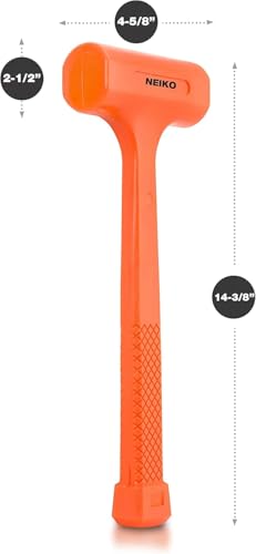 NEIKO 02848A 3 LB Dead Blow Hammer, Neon Orange | Unibody Molded | Checkered Grip | Spark and Rebound Resistant - size: 3 Pound, style: Dead Blow