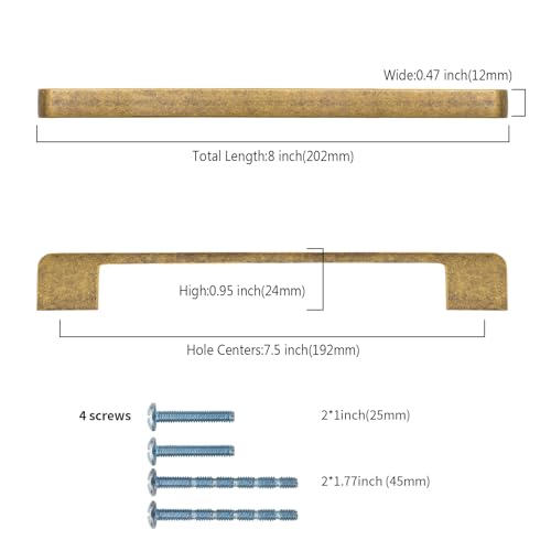 2328 10 Pack 7.5 Inch(192mm) Kitchen Cabinet Handles Antique Brass Cabinet Pulls Kitchen Cabinet Hardware Drawer Pulls for Cupboard Wardrobe - color: Antique Brass, size: 7.5"/192MM Hole Center