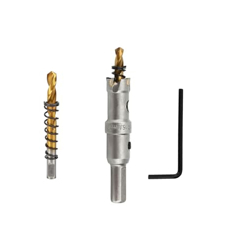 TCT 5/8" Hole Saw Kit Tungsten Carbide Tipped Hole Saw Drill Bit with Titanium-Plated Pilot Drill bit for Metal, Stainless Steel, Iron (16MM) - size: 16MM | 5/8''