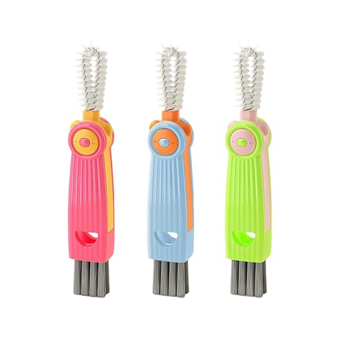 3 in 1 Cup Lid Gap Cleaning Brush Set, 3PCS Multifunctional Bottle Cleaner Bottle Cleaning Brush for Bottle Gaps Home Kitchen Cleaning Tools Mixed Colors