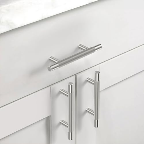Asidrama 10 Pack 3 Inch(76mm) Brushed Satin Nickel Knurled Kitchen Cabinet Handles, Cabinet Pulls Kitchen Cabinet Hardware for Cupboard Drawer Pulls - color: Brushed Satin Nickel, size: 3" Hole Center